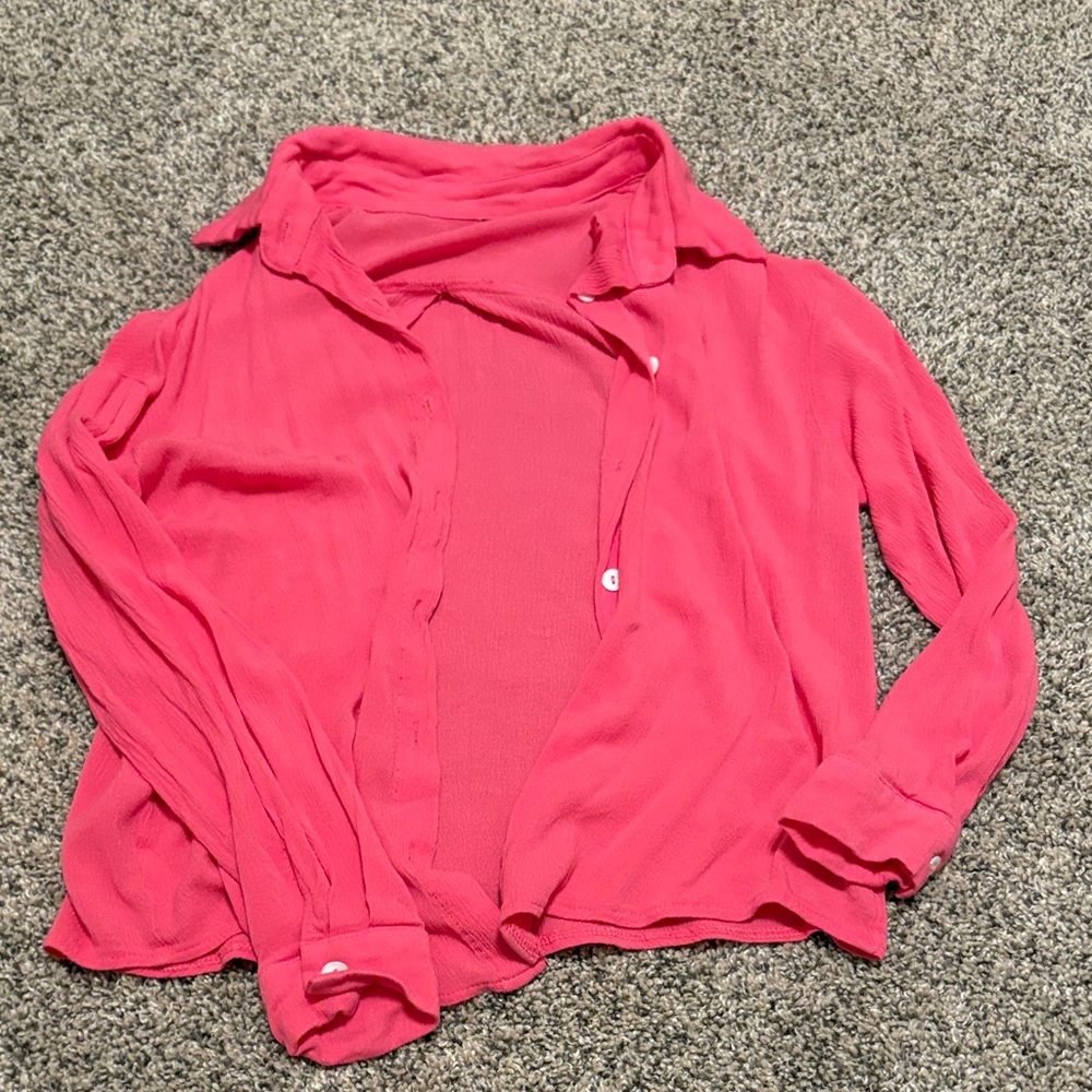 Zara Fuchsia Button-Up Swim Coverup